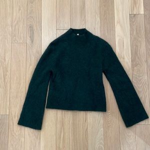 & Other Stories Bell Sleeve Sweater XS DARK green NWOT